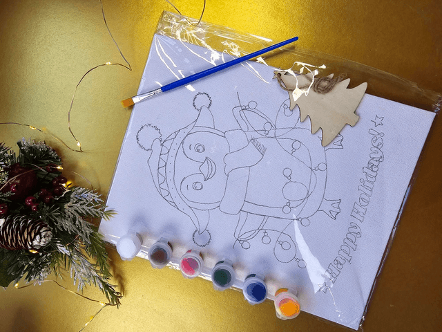 Kids Paint Canvas - Happy Holiday Penguin