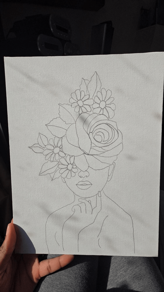 Floral Elegance Sketched Canvas